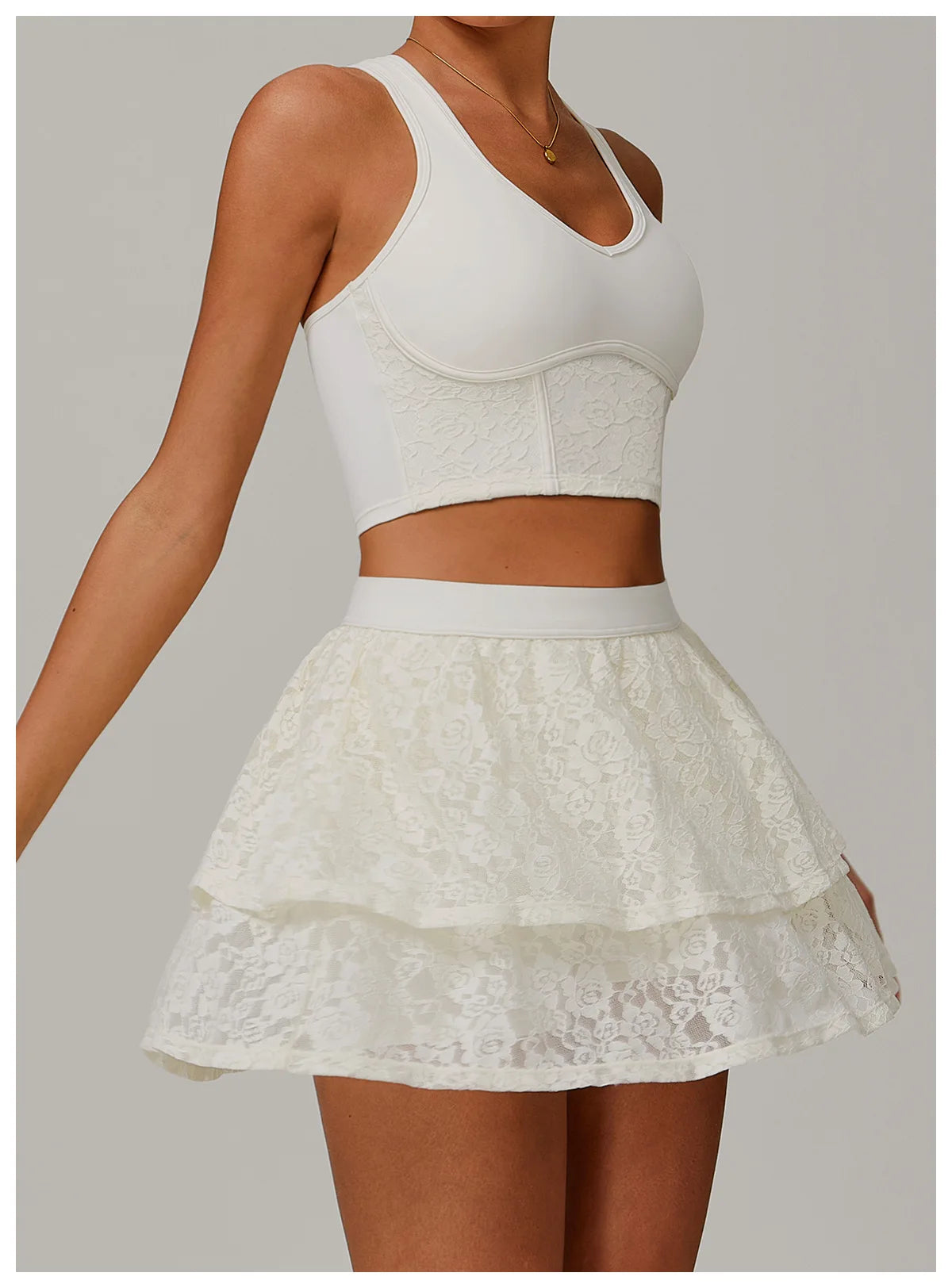 Women's High Waisted Tennis Lace Skirt Tennis Yoga Golf Sports Belt Safety Pants Pocket Comfortable and Breathable Sports Skirt