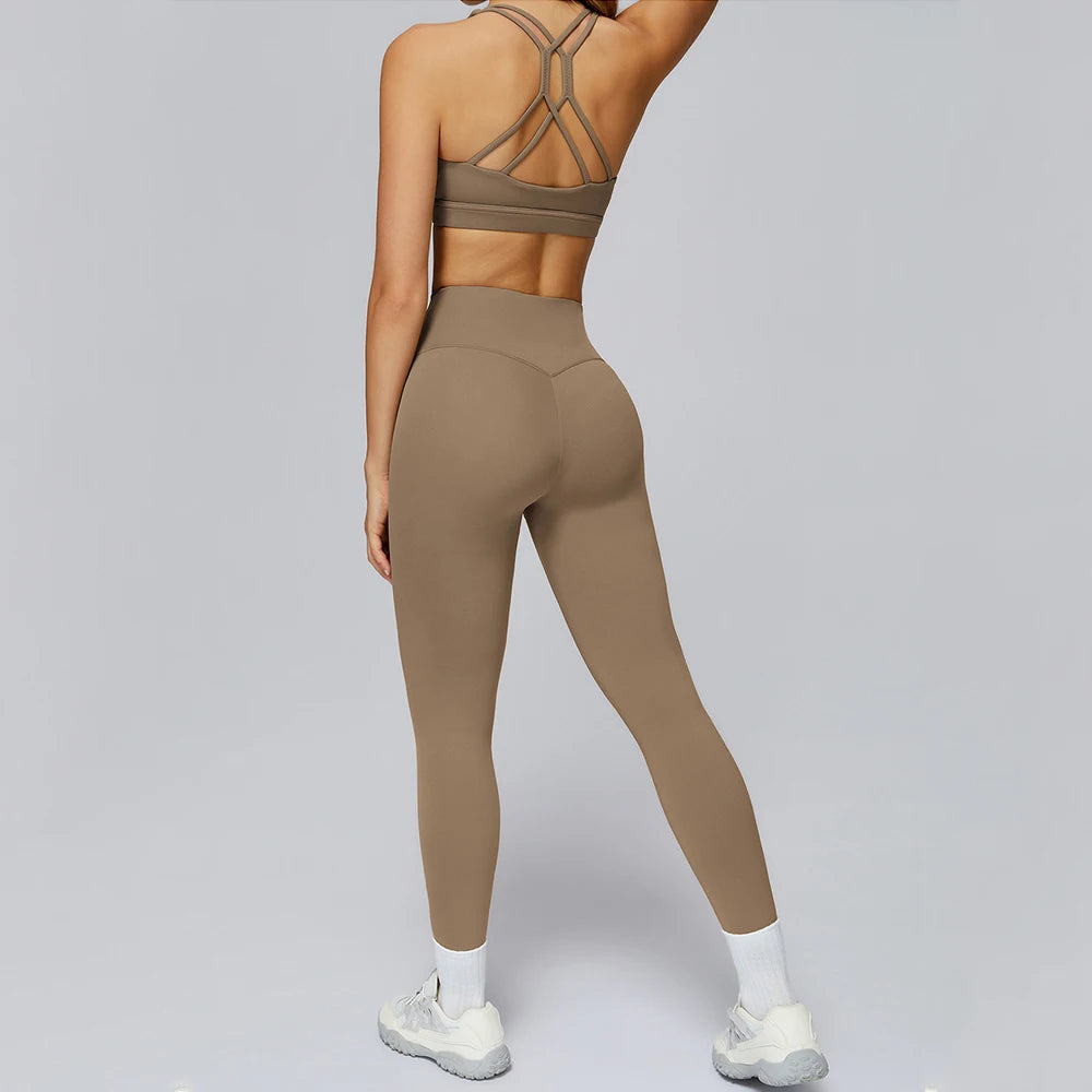 2PCS Yoga Suit Women Tracksuit Sports Bra High Waist Leggings Shorts Outfit Gym Set Fitness Workout Clothes Running Sportswear