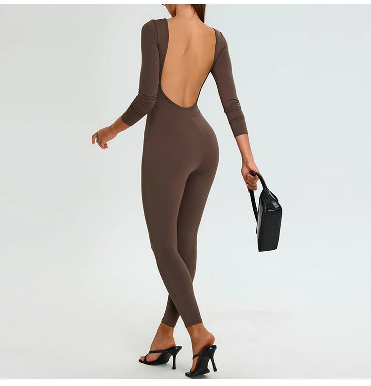 Fitness Rompers Women Gym Set Training Yoga Suit Sportswear Women Sports Jumpsuit Long Sleeved Stretch Push Up Workout Bodysuits