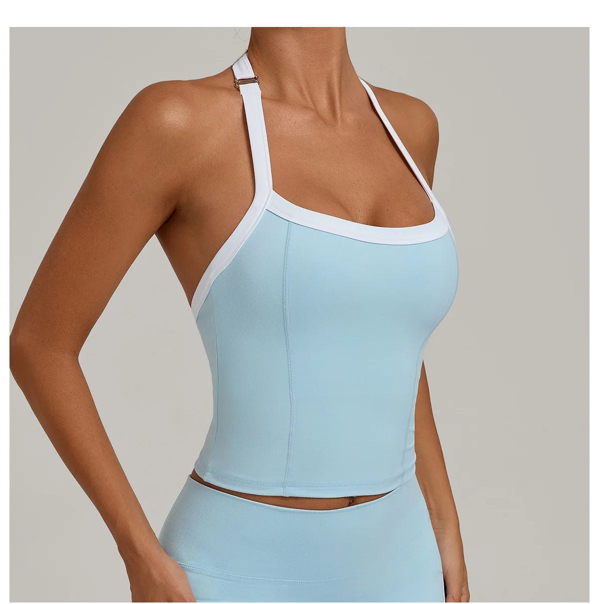 Women Sports Bra Hanging Neck Top Push Up Fitness Yoga Bra Color Blocked Underwear Gym Sport Tops Women Running Vest Bralette
