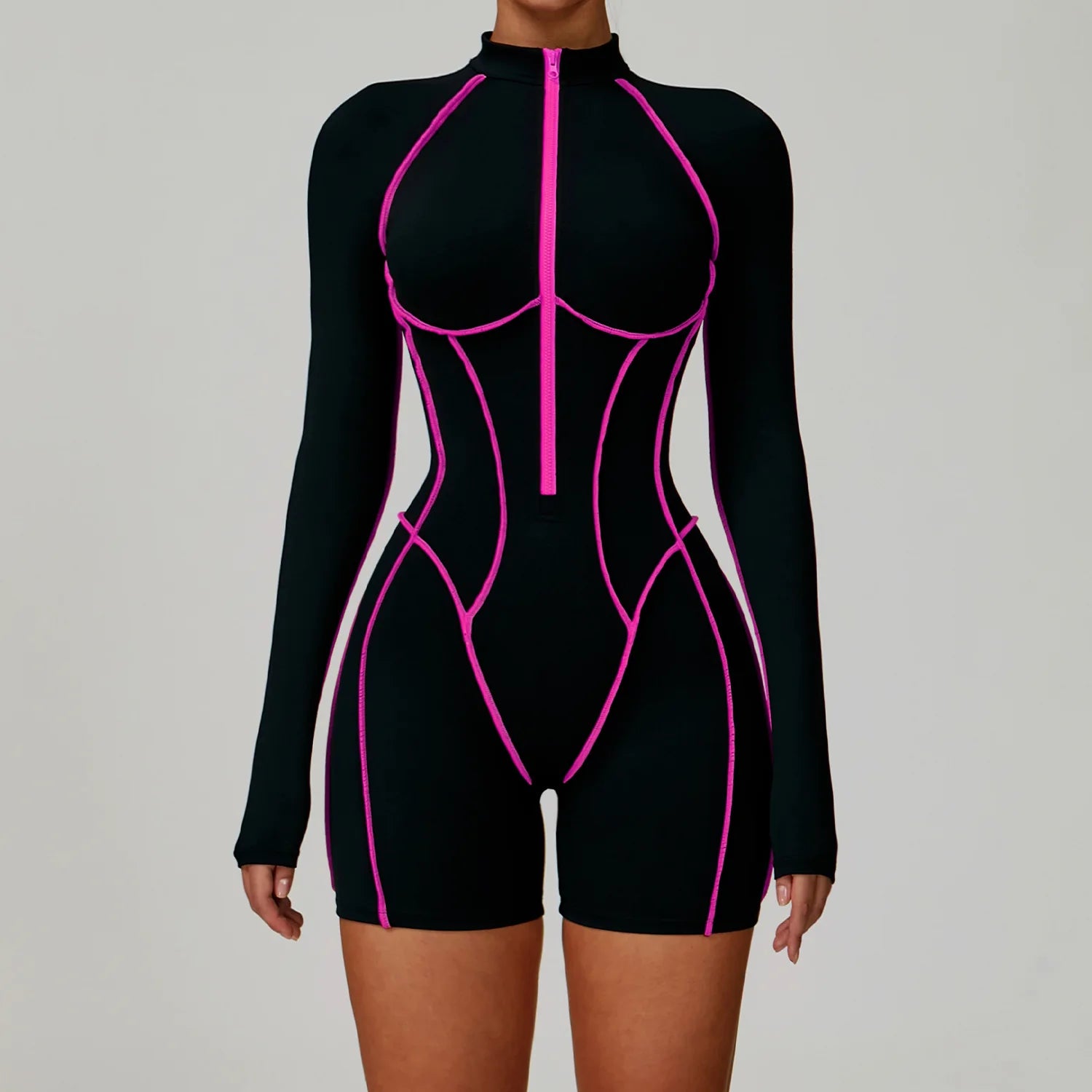 Zipper Rompers Women's Gym Jumpsuit Fitness Suit Short Sets Sports Overalls for Woman Tracksuit Yoga Clothing Workout Sportswear