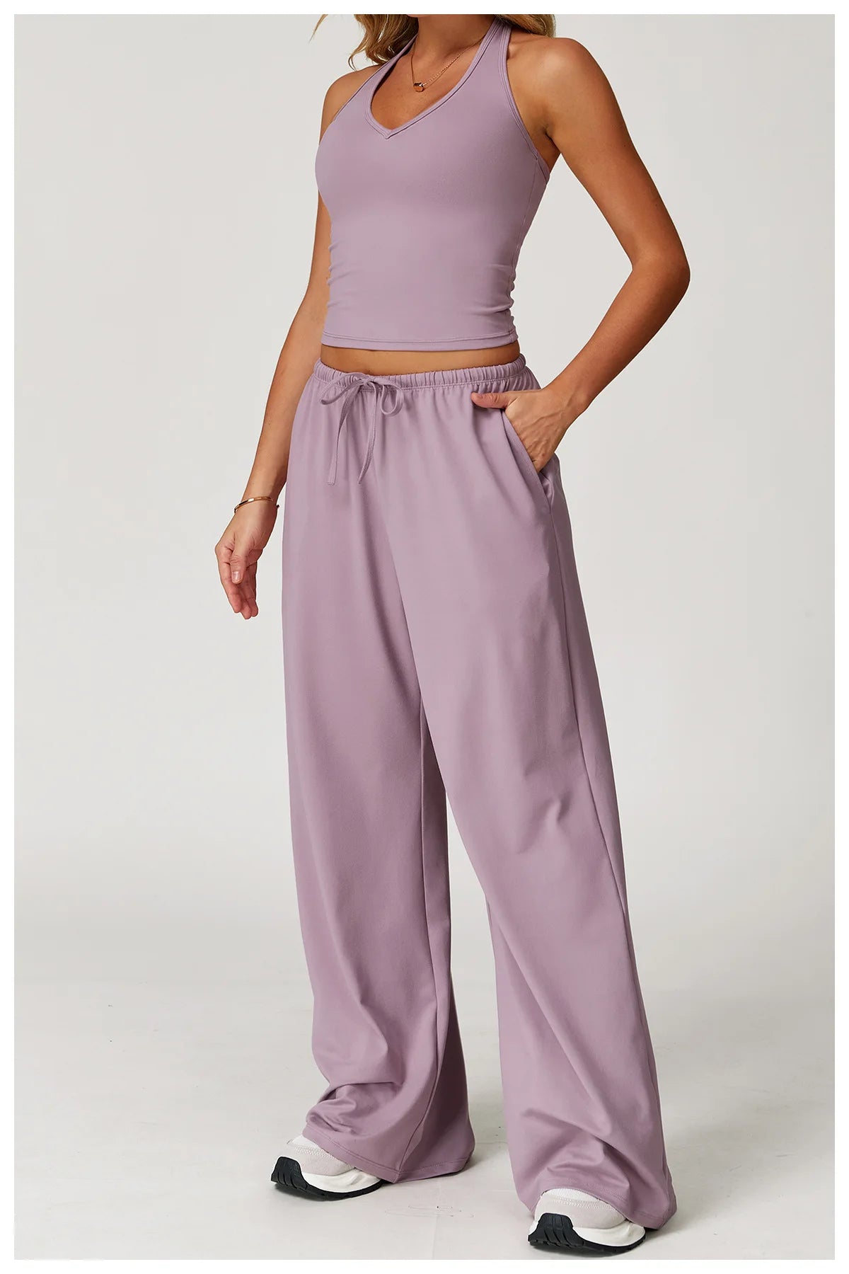 High Waist Yoga Pants Women's Hanging Wide Leg Loose Casual Pants Women's Sports Pants Fitness Running Elastic Drawstring Pants