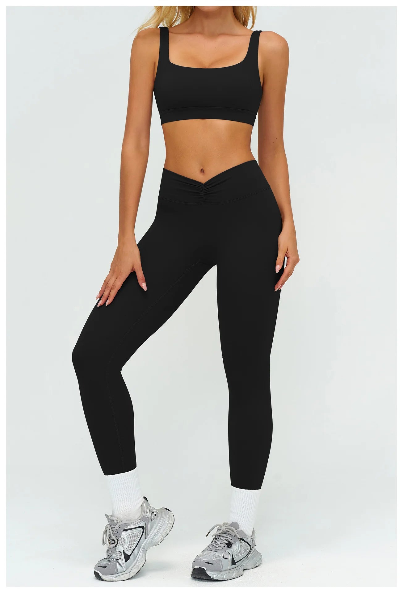 2PCS Yoga Set Women's Tracksuit Fitness Suit Sportswear Workout Sports Bra High Waist Leggings Gym Clothing Sports Shorts Suit