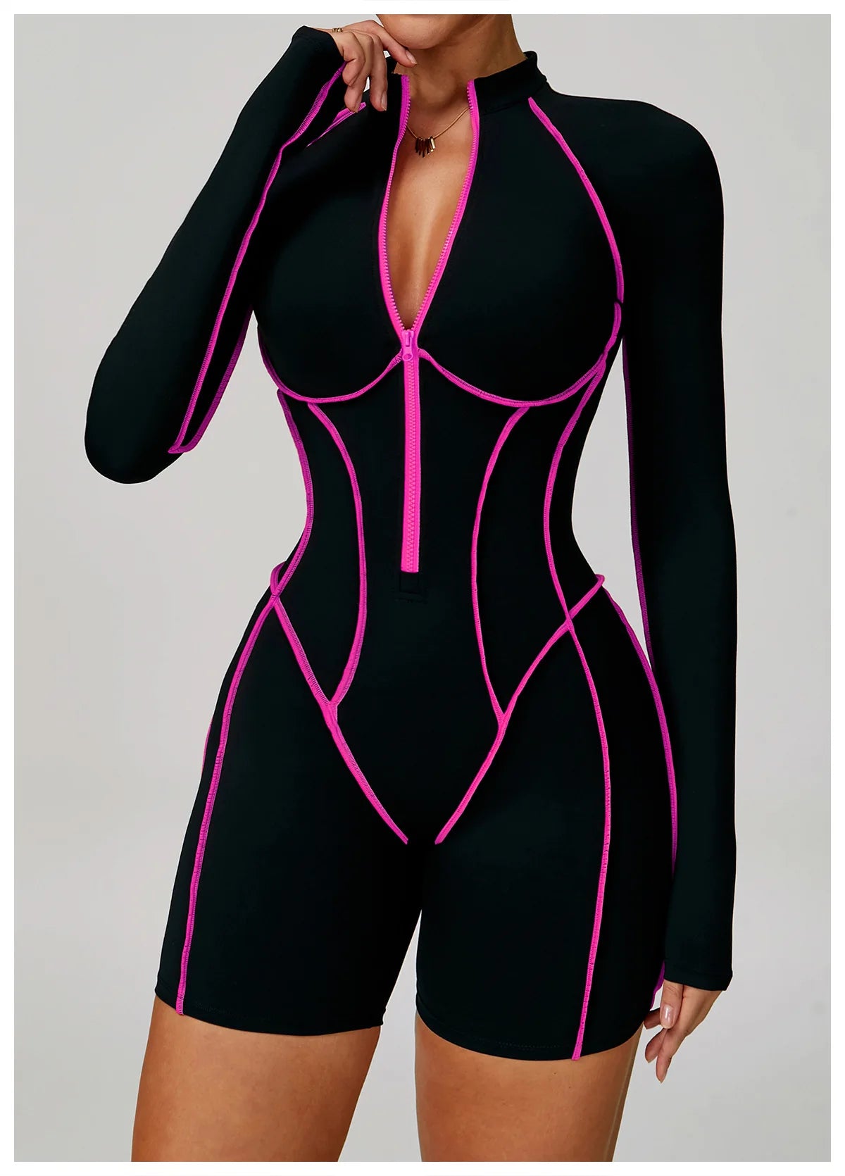 Zipper Rompers Women's Gym Jumpsuit Fitness Suit Short Sets Sports Overalls for Woman Tracksuit Yoga Clothing Workout Sportswear