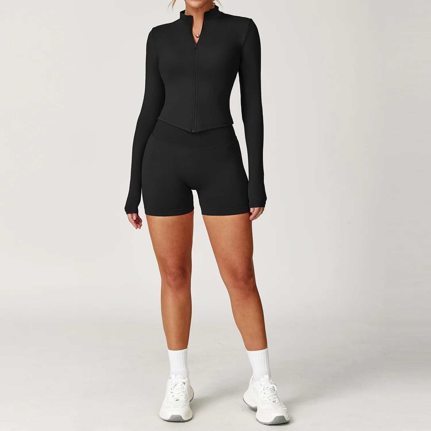 2PCS Yoga Suit Sports Set Women Gym Set Women Tracksuit Running Workout Long Sleeve Sports Shirt Yoga Clothing Seamless Leggings