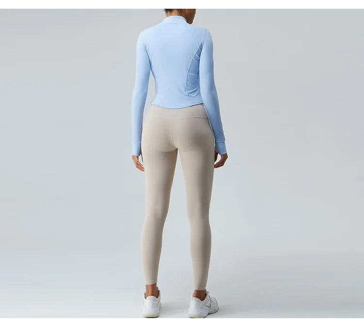 Yoga Long Sleeve Sports Jacket Women Zipper Fitness Yoga Shirt Gym Top Activewear Running Coats Workout Clothes For Cycling Tops