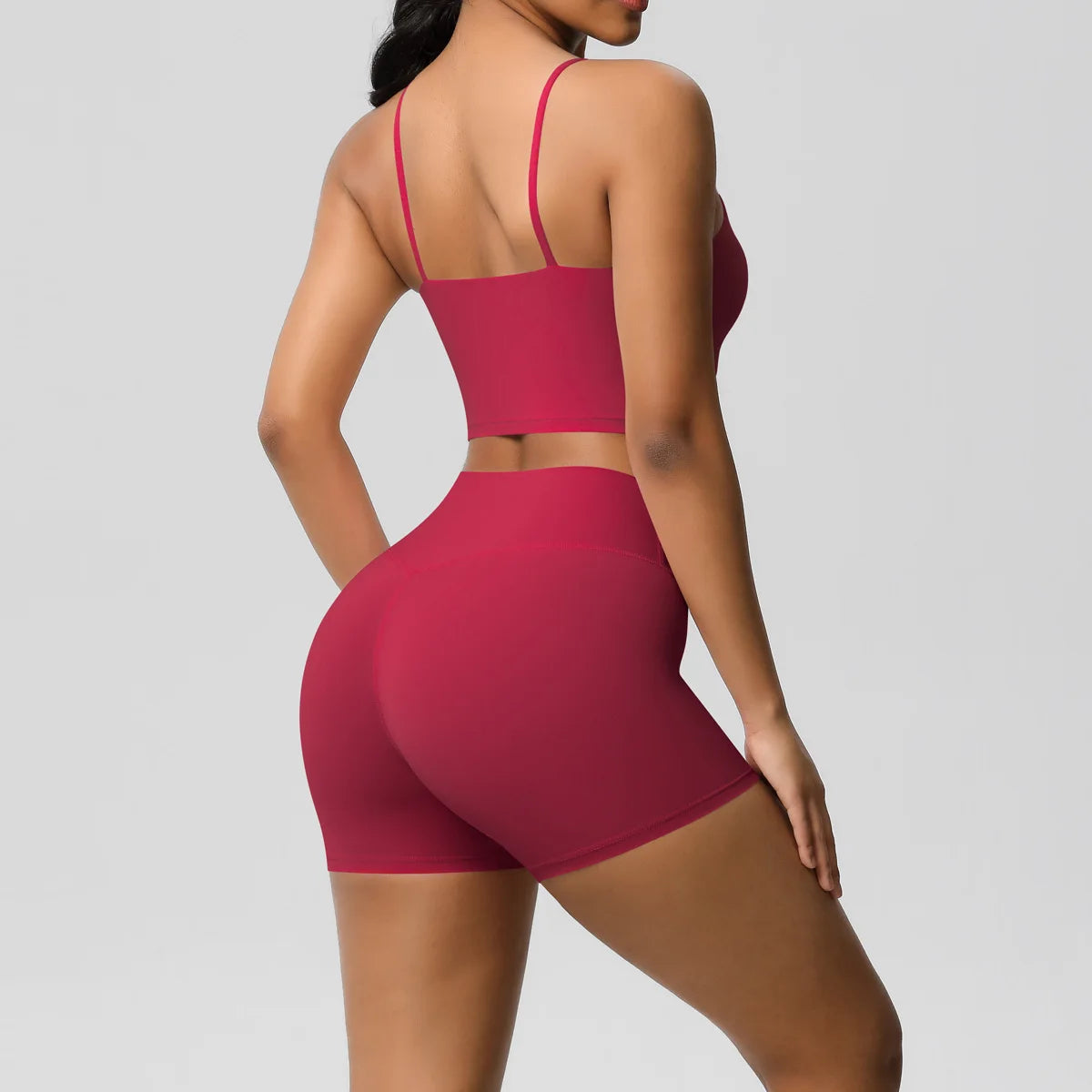Yoga Sport Set Women Seamless Crop Top Bra Shorts Yoga Set Comfort Elastic Sportsuit Workout Outfit Fitness Gym Clothes