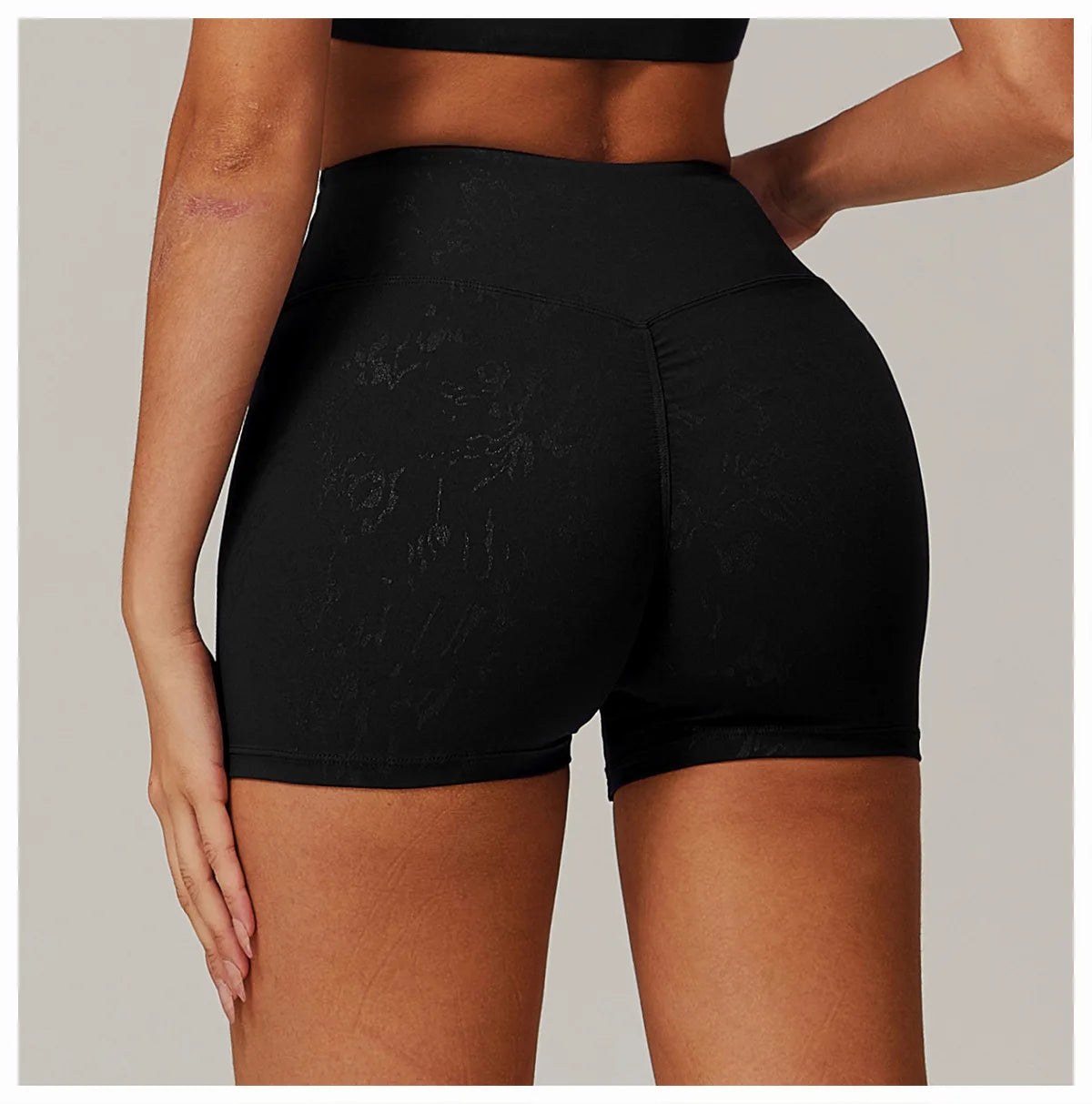 Elastic Yoga Shorts Women High Waist Tummy Control Ruched Booty Pants Printed Butt Lifting Push Up Gym Workout Compression Tight
