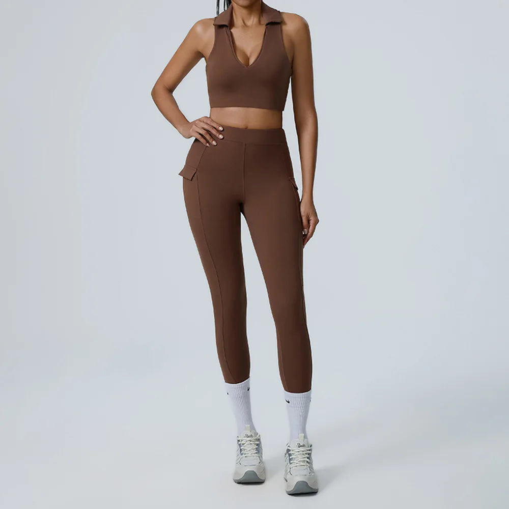2PCS Yoga Set Women Tracksuit Sportswear Gym Workout Clothing Athletic Wear Fitness Bra High Waist Leggings Push Up Suit
