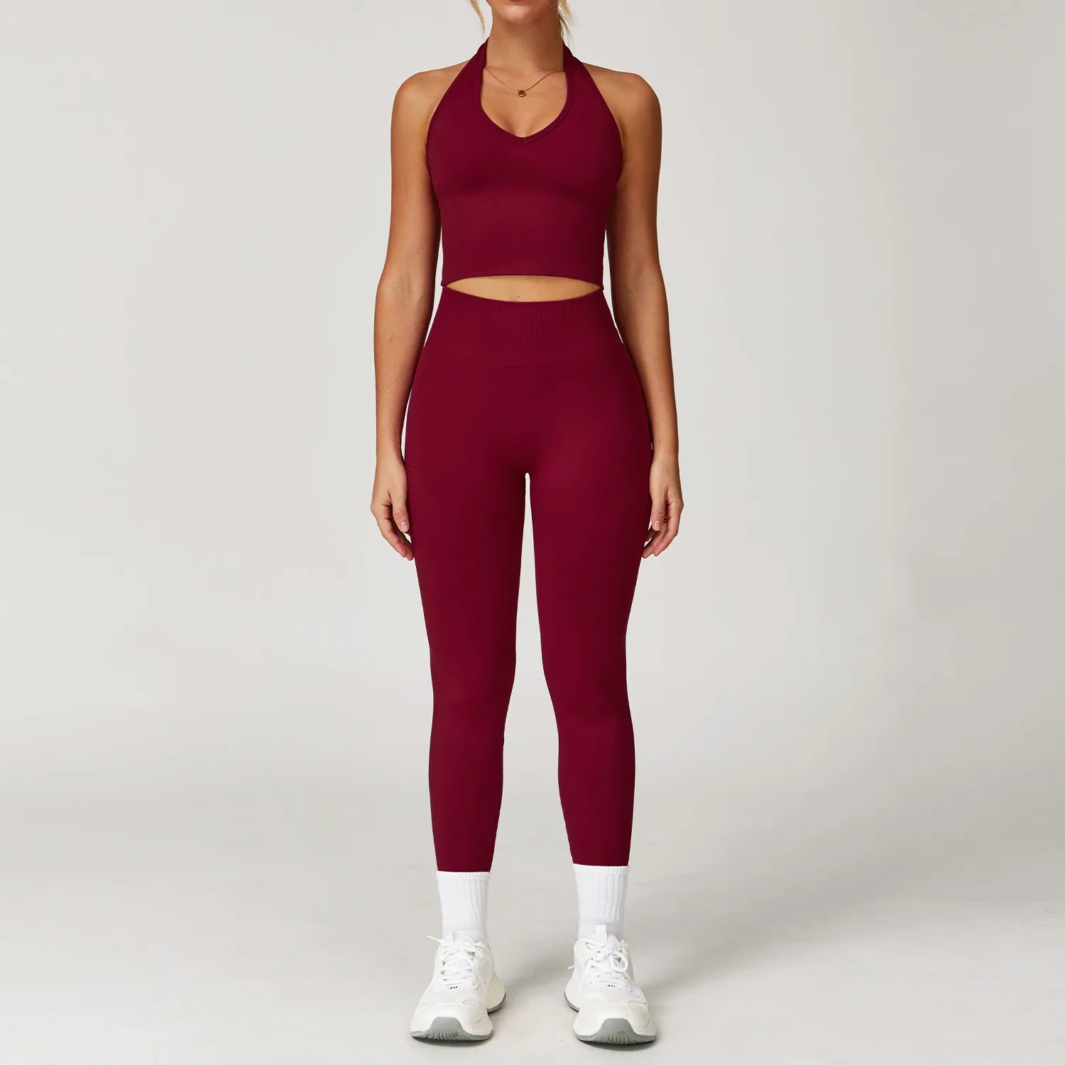 2PCS Seamless Women Tracksuit Yoga Set Workout Outfit Sportswear Gym Clothing Fitness Long Sleeve High Waist Legging Sports Suit