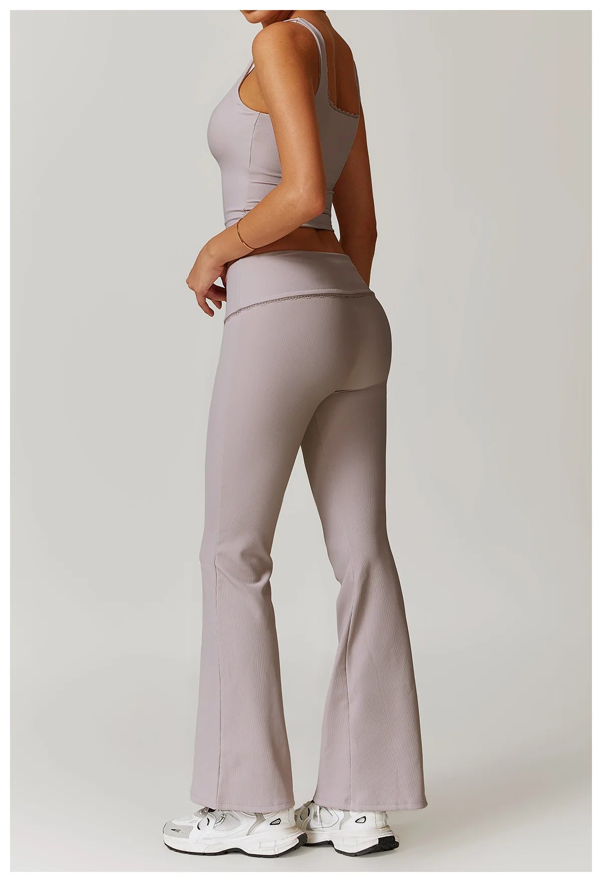 Women Flare Leggings High Waist Wide Leg Yoga Pants Lace Fitness Workout Tights Gym Sports Trousers Casual Slimming Clothing