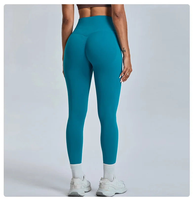 Seamless Fitness Women's Sport Leggings High Waist Elastic Solid Yoga Leggings Gym Jogging Quick Dry Push Up Slim Pants Female