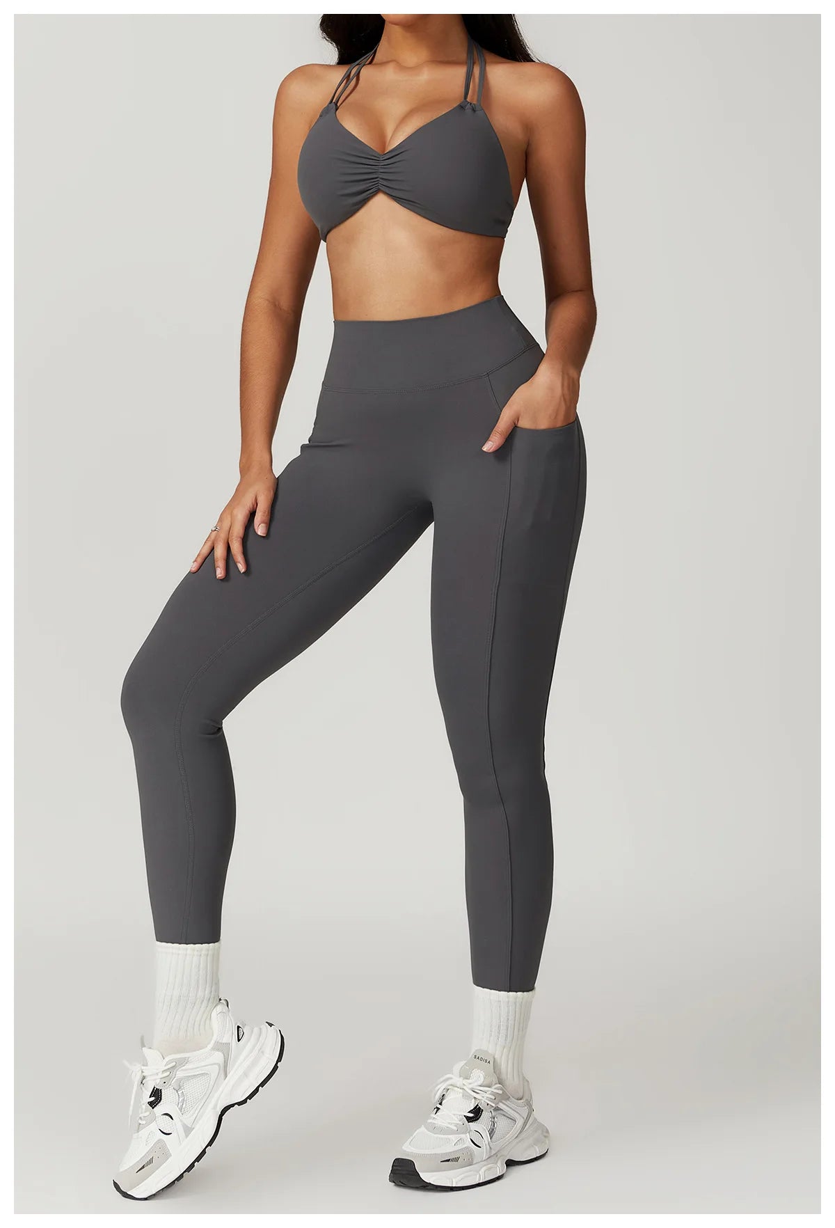V-shaped Back Leggings Fitness Women Sport Leggings High Waist Elastic Solid Yoga Pants Gym Jogging Push Up Slim Pants Female