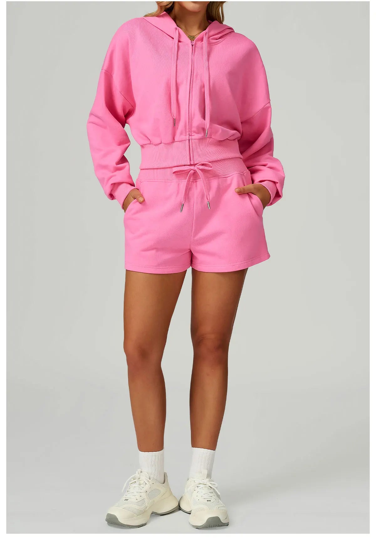 New Winter Zipper Sports Suit 2 Pieces Hooded Casual Loose Sweatshirt Long Sleeved Outdoor Running Suit Sportswear for Women
