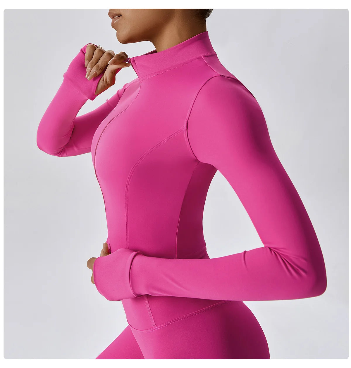 Women Outdoor Sports Long Sleeved Slim Yoga Clothes Quick Dry Zipper Cardigan Stand Up Collar Jacket Running Fitness Jacket Top