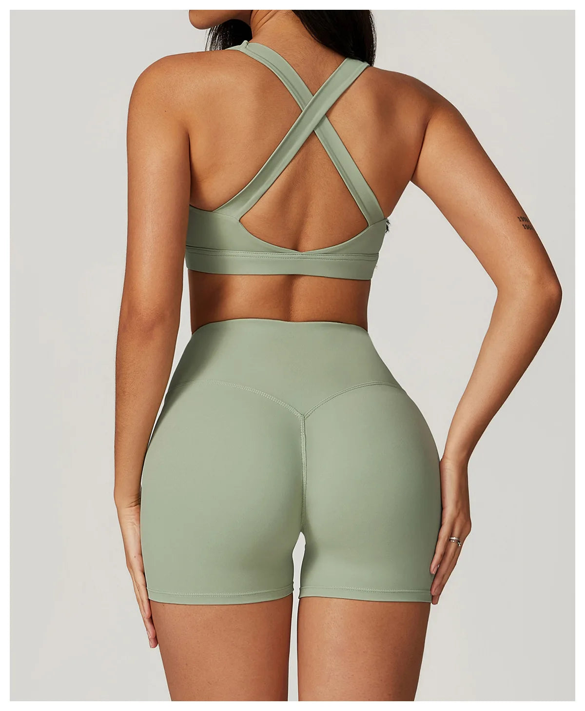 2PCS Women's Tracksuit Athletic Wear Yoga Set Workout Shorts Sportswear Gym Clothing High Waist Leggings Fitness Bra Sports Suit