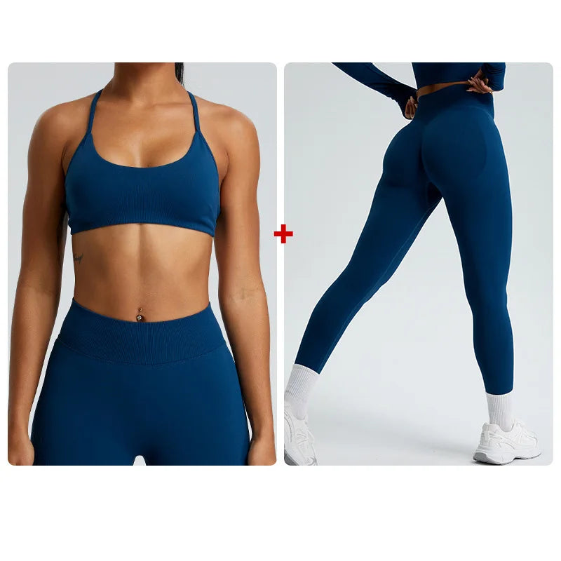 Seamless 2PCS Sportswear Yoga Set For Women Gym Clothes Sportswear Yoga Suits Fitness Set Tracksuits Sports Bra Gym Leggings Set