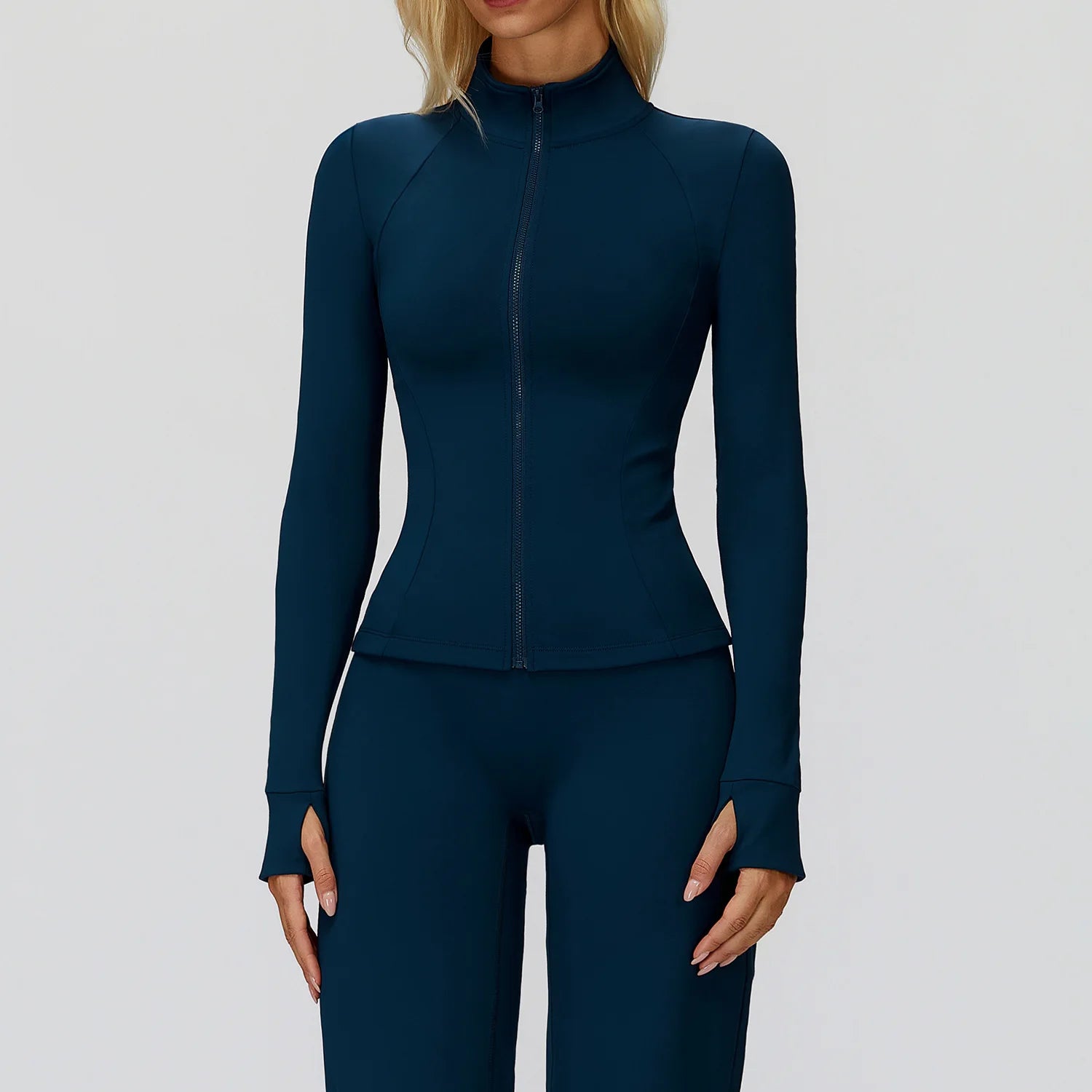 Zipper Long Sleeve Women Crop Tops Jacket Yoga T-shirts Solid Sports Top Running Shirts Sexy Quick Dry Fitness Gym Sport Wear