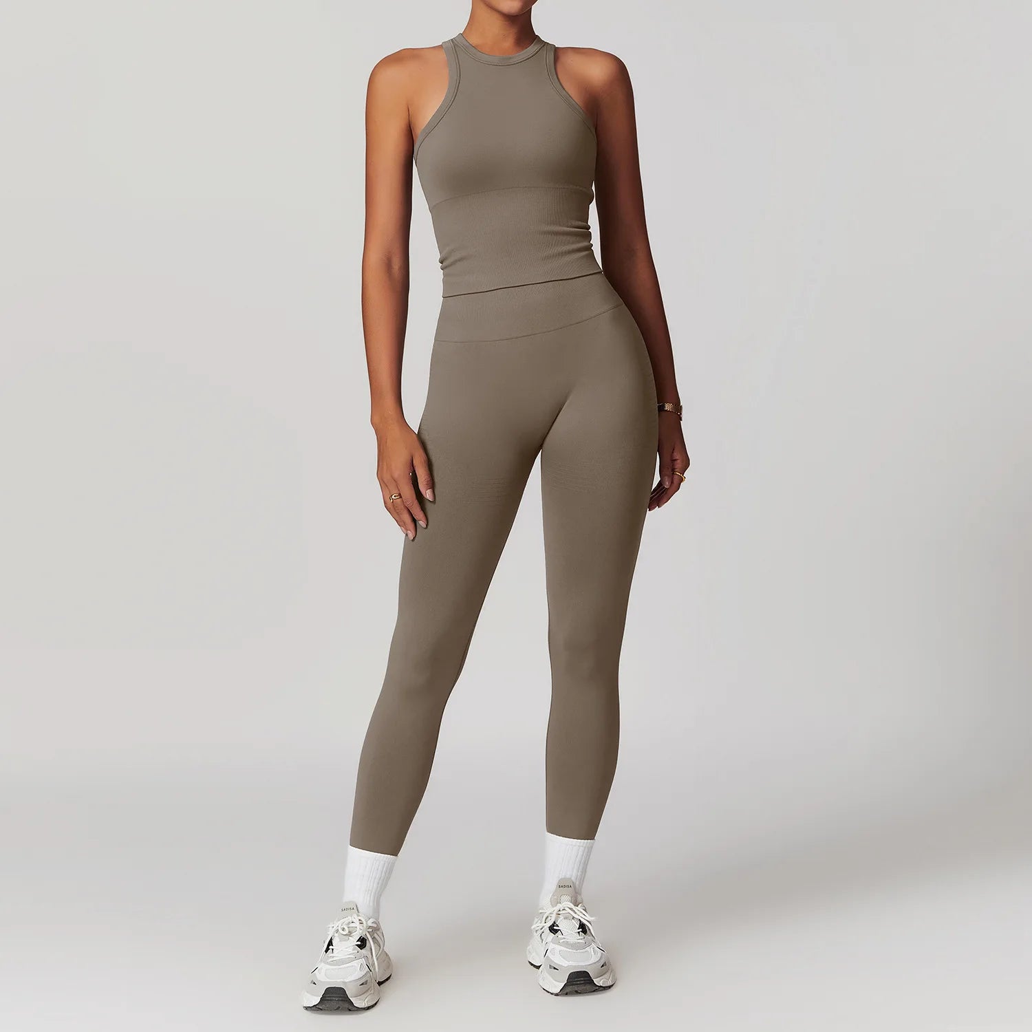2PCS Seamless Women Tracksuit Yoga Set Workout Outfit Sportswear Gym Clothing Fitness Long Sleeve High Waist Legging Sports Suit