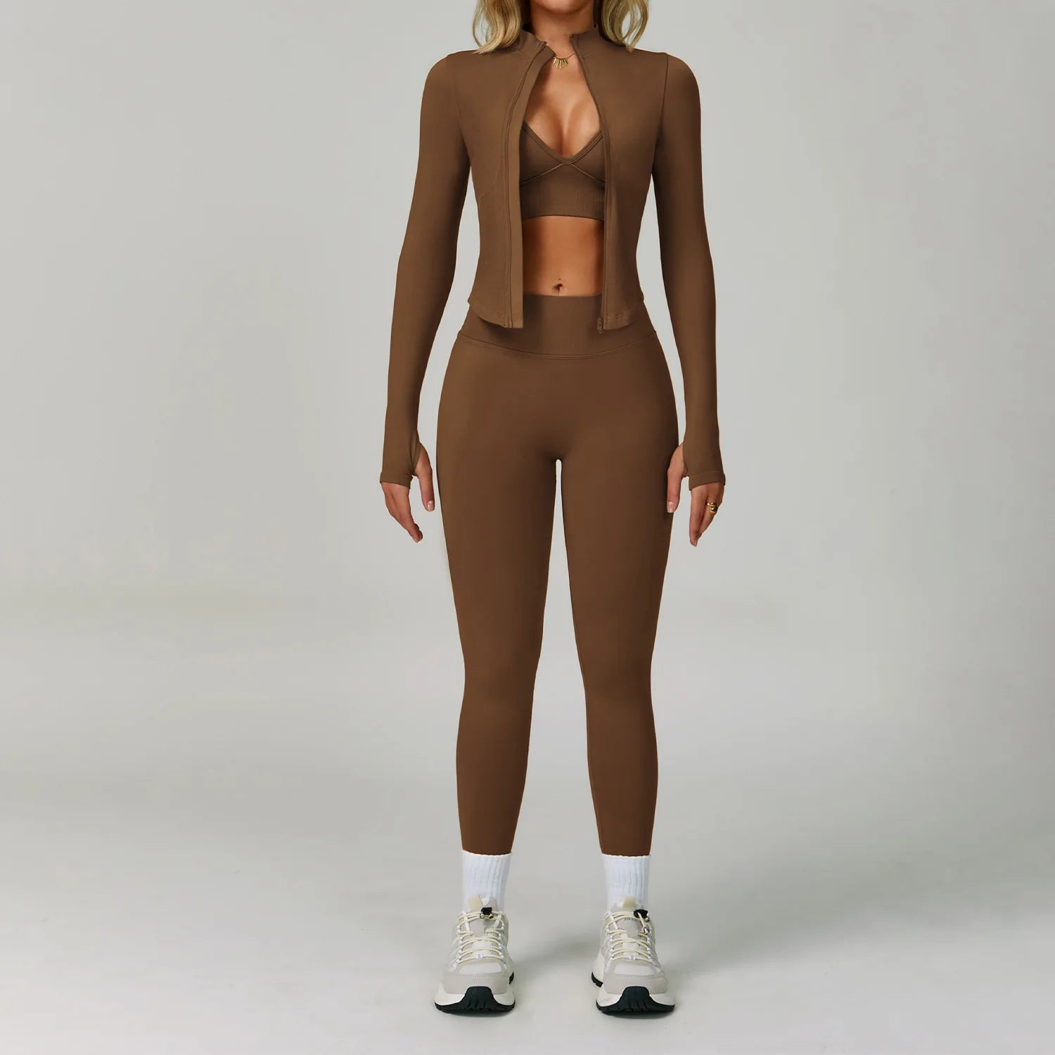 2/3PCS Yoga Suit Sports Set Women Tracksuit Gym Set Seamless Running Workout Set Push Up Long Sleeve Sports Jacket Yoga Clothing