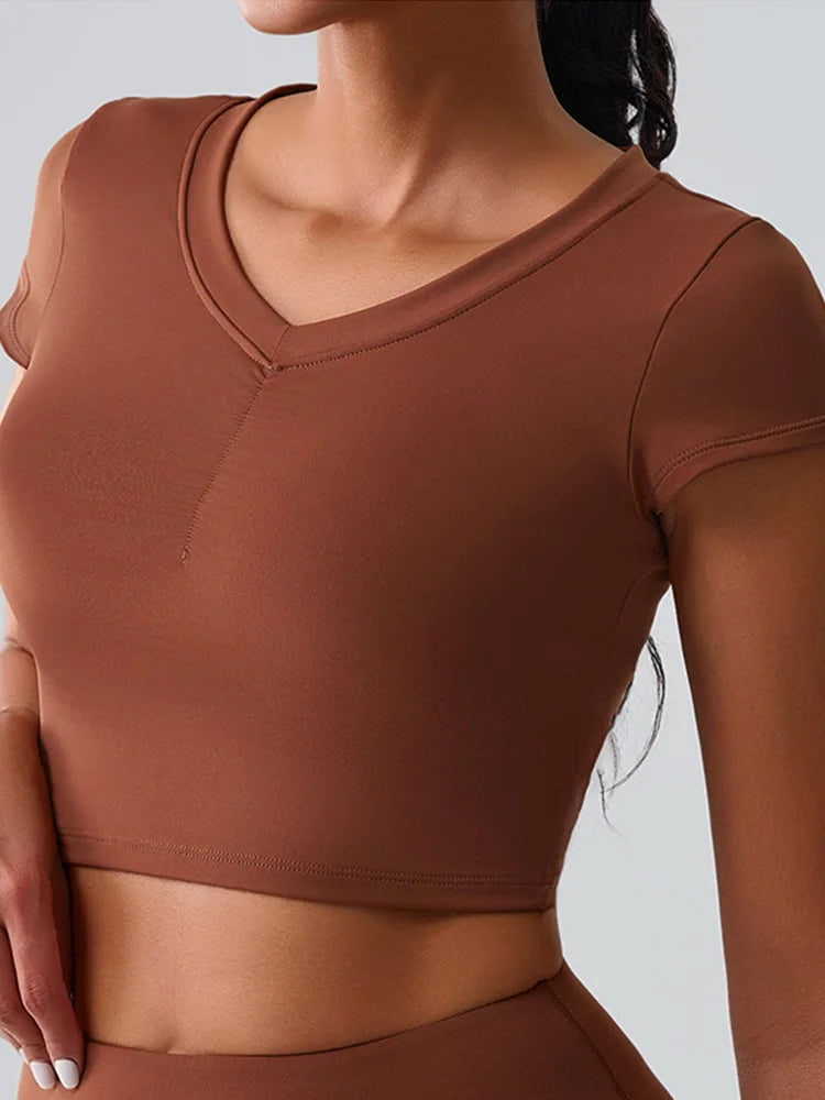 Women Yoga Top Sexy Sport T Shirts Fitness Clothes Workout Short Sleeve Yoga Shirt Gym Top Running Active Wear Push Up Sport Top