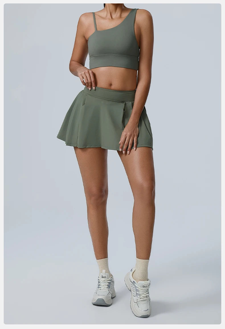 Yoga Set 2PCS Women Sport Suit Gym wear Workout Clothes Sports Crop Top Yoga Short Skirt Fitness Bra Set Breathable Gym Suits