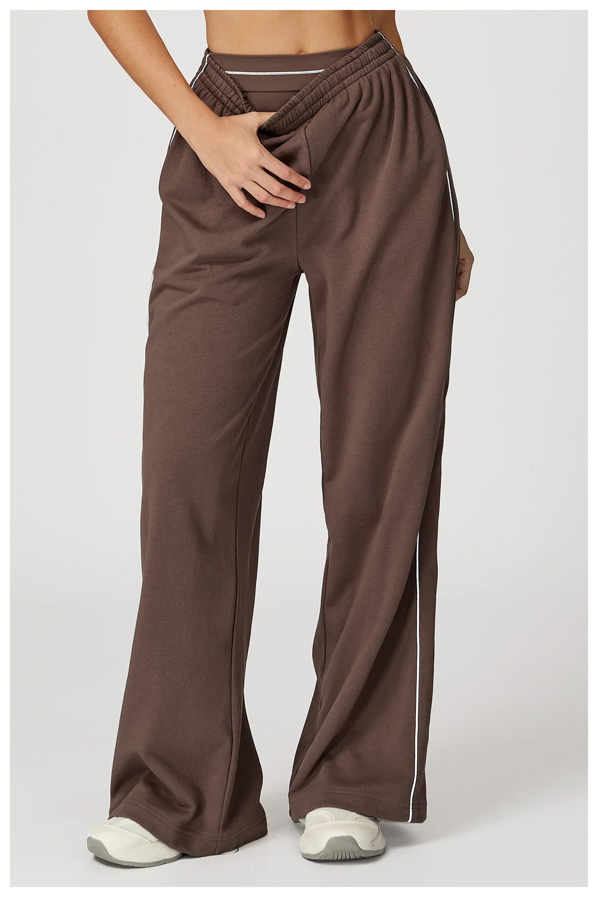 Color Blocking Sports Sweatpants Women Yoga Pants Loose High Waisted Straight Leg Sweatpants With Pockets Outdoor Fitness Pants