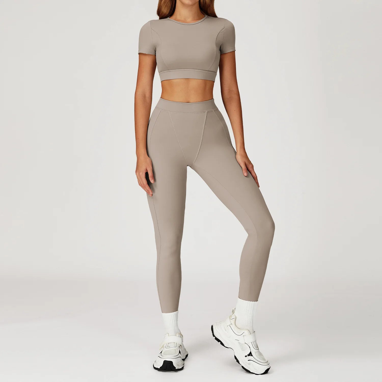 2PCS Yoga Set Gym Clothes Sportswear Yoga Suits For Women Outfits Fitness Set Tracksuits Sports Bra Gym Long Sleeved Leggings