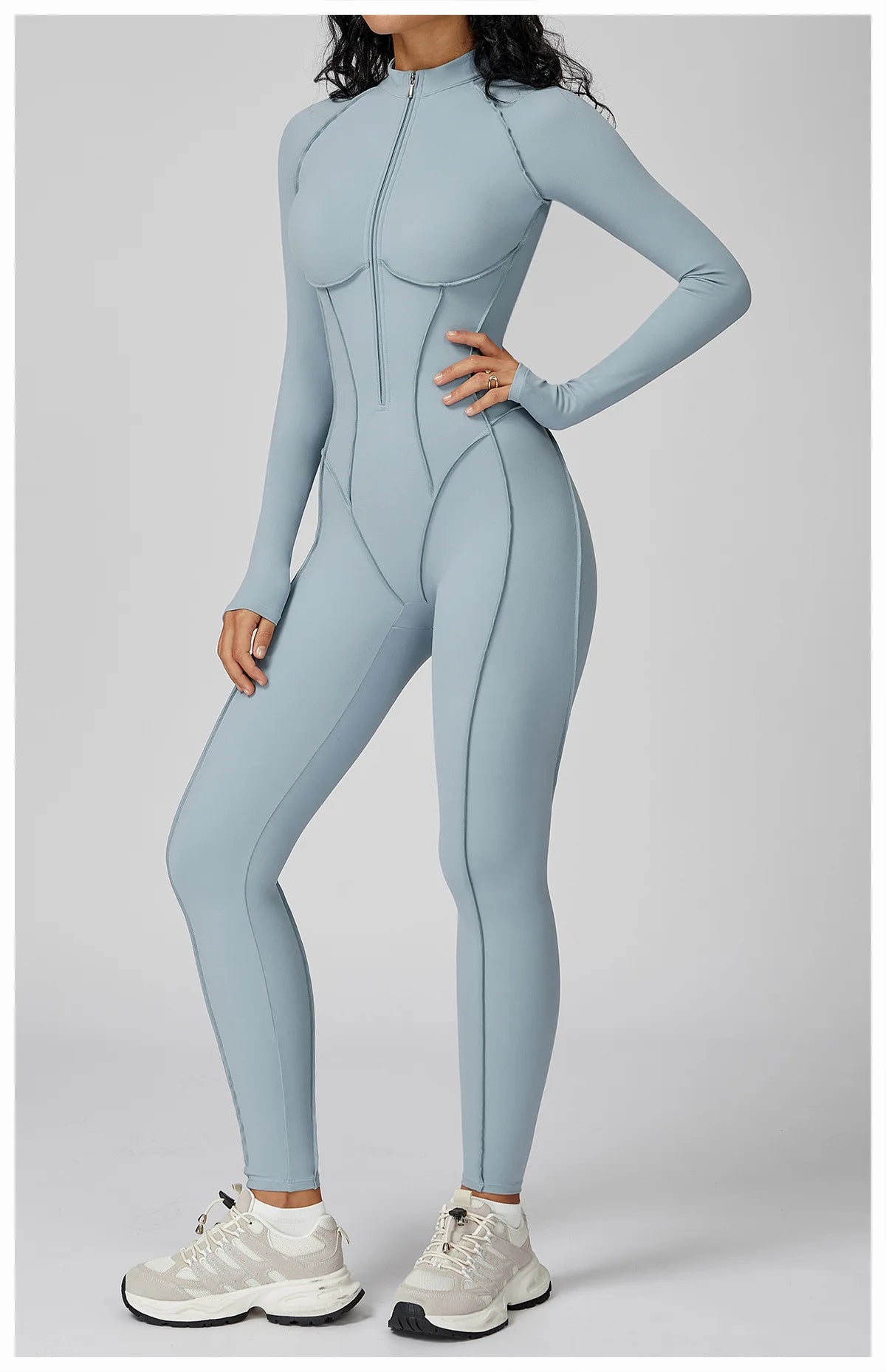 Women Sport Bodysuit Fitness Yoga Zipper Jumpsuit High Elasticity Outdoors Gym Tracksuits Workout Sports Sexy Jumpsuit Sportwear