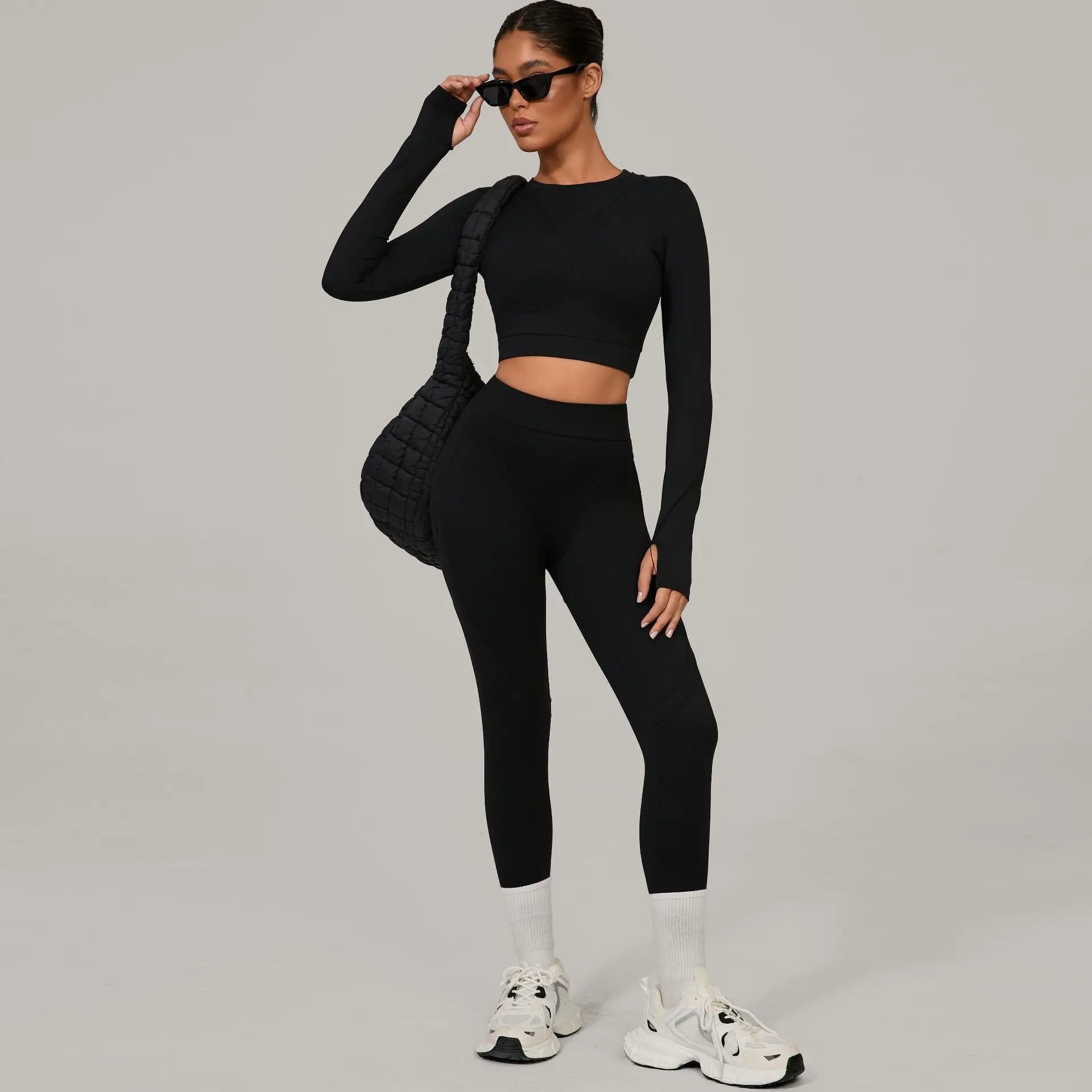 Women Tracksuit 2PCS Yoga Suit Sports Set Women Quick-Drying Gym Set Running Workout Long Sleeve Sports Shirt Yoga Clothing