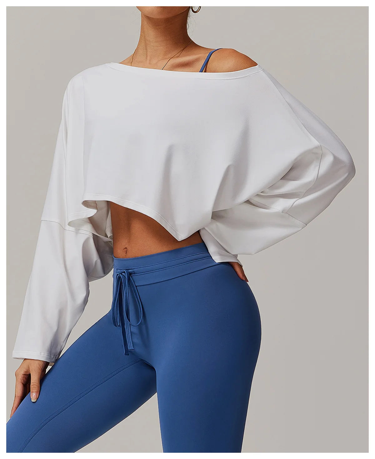 Running Fitness Sports Long Sleeved Top Women's One Shoulder Batwing Sleeve Loose Breathable Casual Long Sleeved Sexy Yoga Top