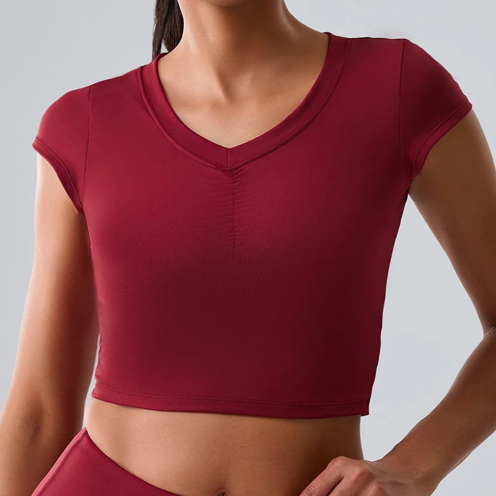 Women Yoga Top Sexy Sport T Shirts Fitness Clothes Workout Short Sleeve Yoga Shirt Gym Top Running Active Wear Push Up Sport Top