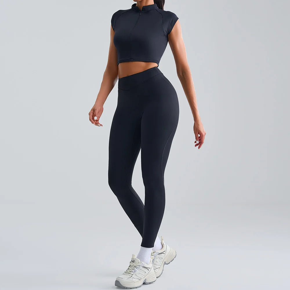 Yoga Suit Women Sports Set 2PCS Quick-Drying Gym Set Women Tracksuit Running Workout Short Sleeves Sports Shirt Yoga Clothing