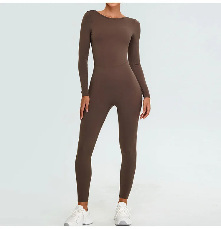 Fitness Rompers Women Gym Set Training Yoga Suit Sportswear Women Sports Jumpsuit Long Sleeved Stretch Push Up Workout Bodysuits