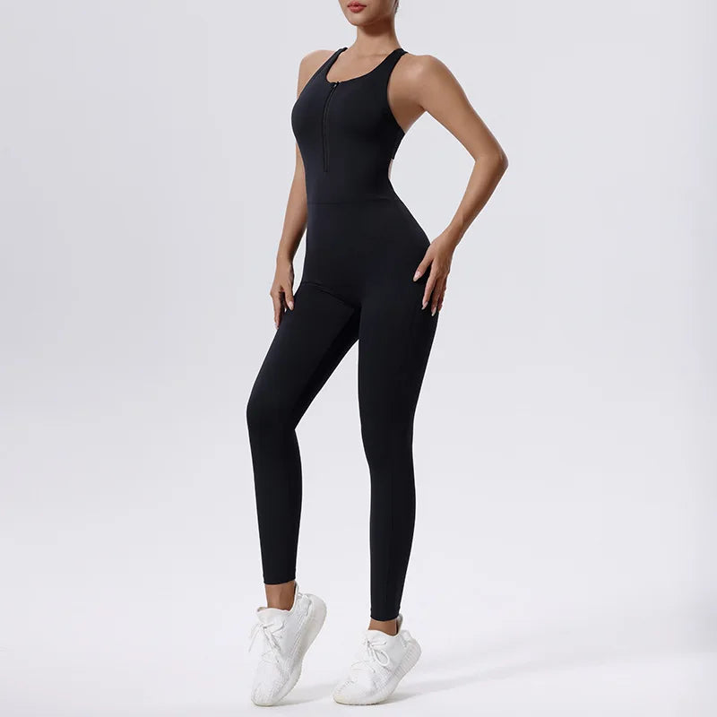 Zipper Yoga Set Women's Tracksuit Yoga Jumpsuits One Piece Workout Bodysuits Rompers Sportswear Gym Set Workout Clothes Women