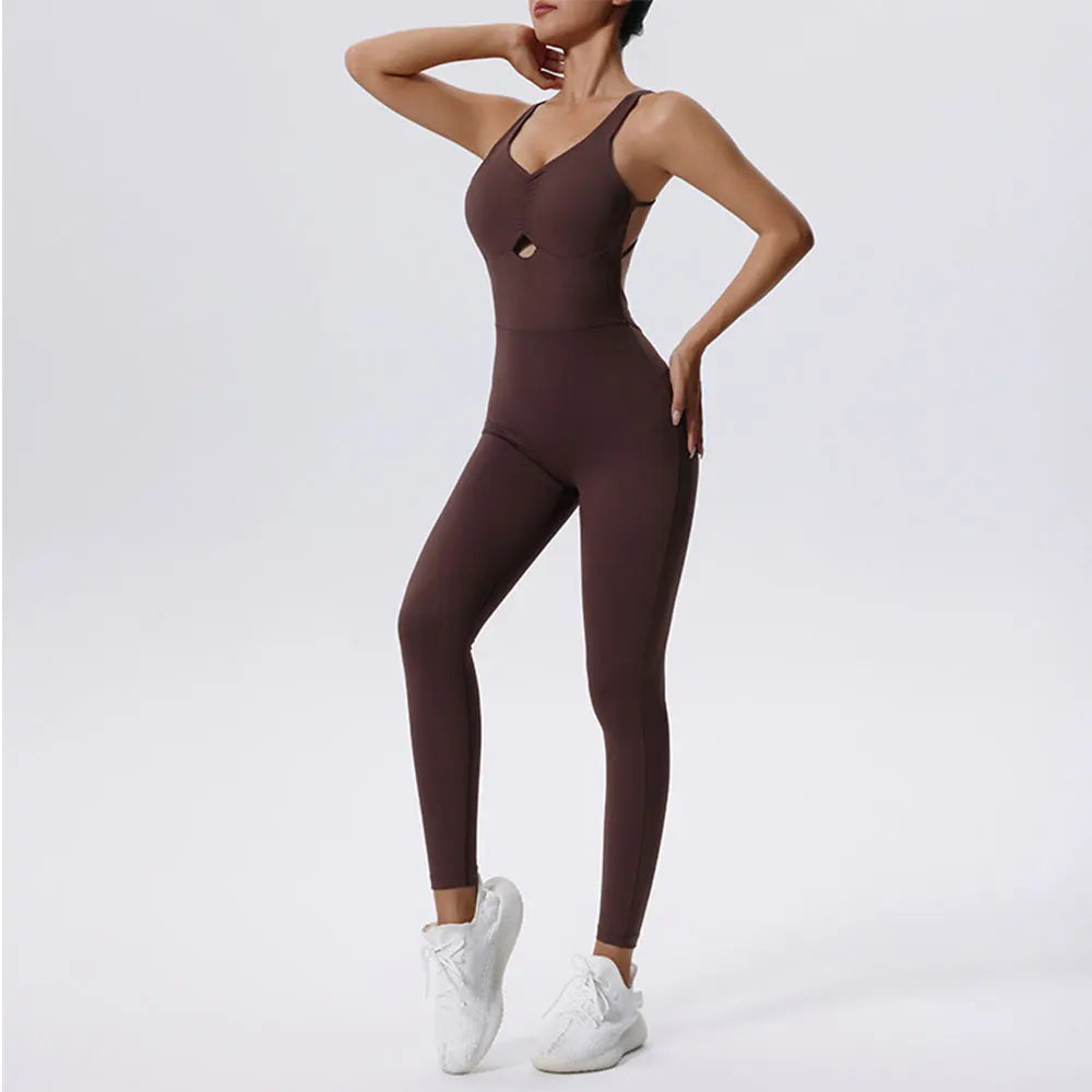 New Yoga Suit Gym Set Women Training Sportswear Women Sports Jumpsuit Fitness Rompers Stretch Female Push Up Workout Bodysuits