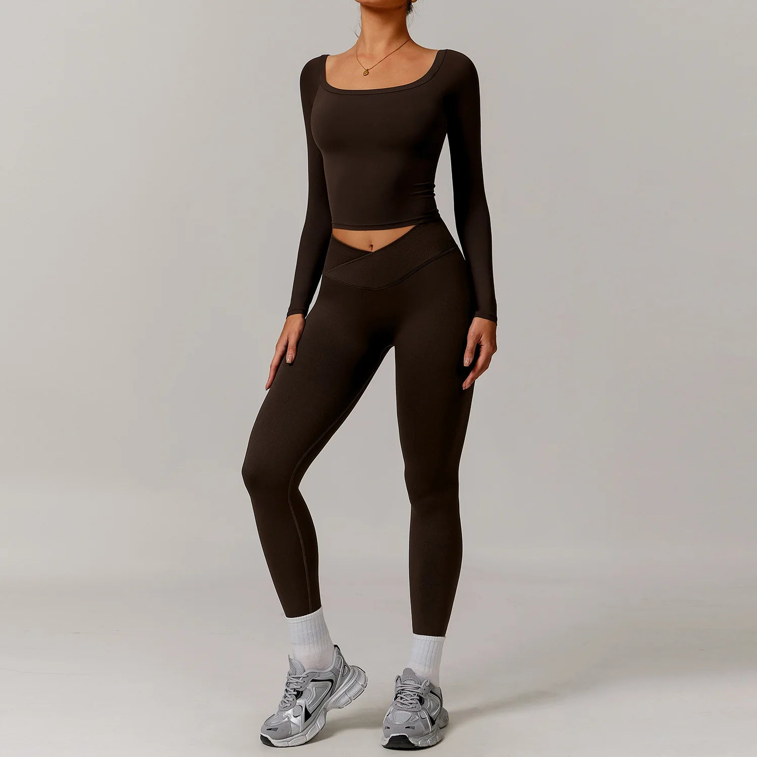 2 Pieces Yoga Suit Sports Set Women Athletic Wear Gym Set Women Tracksuit Running Workout Long Sleeve Sports Shirt Yoga Clothing