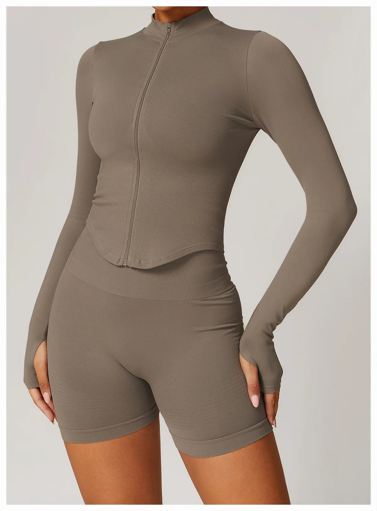 Seamless Outdoor Sports Long Sleeved Women Yoga Coat Quick Dry Zipper Cardigan Stand Up Collar Jacket Running Fitness Jacket Top
