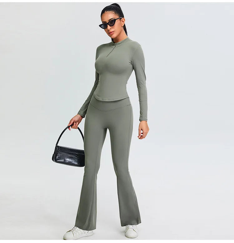 Half Zipper Yoga Long Sleeve Women Shirt Sports Jacket Fitness Gym Top Activewear Running Coats Sports Workout Clothes Woman Top