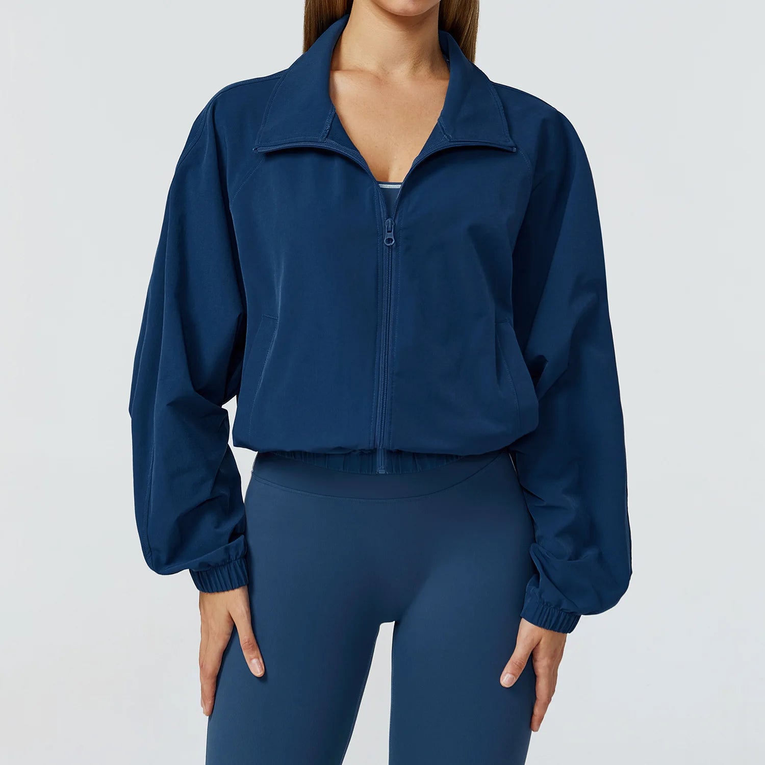 New Quick Drying Stand Up Collar Sports Jacket Women's Zipper Top Windproof Outdoor Running Fitness Long Sleeved Yoga Jacket