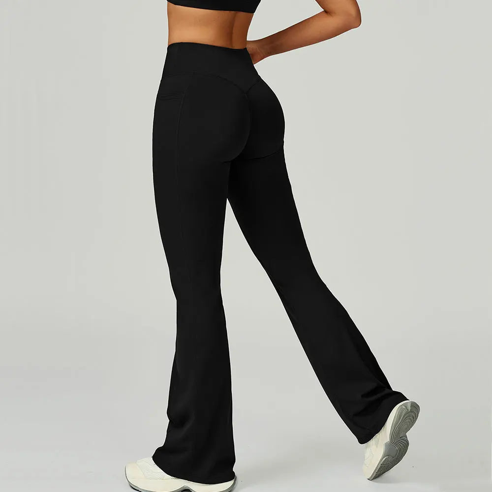 Flare Leggings Women Yoga Pants Bell-bottoms Yoga Trousers High Waist Fitness Pants Stretch Gym Casual Sports Wide Leg Pants