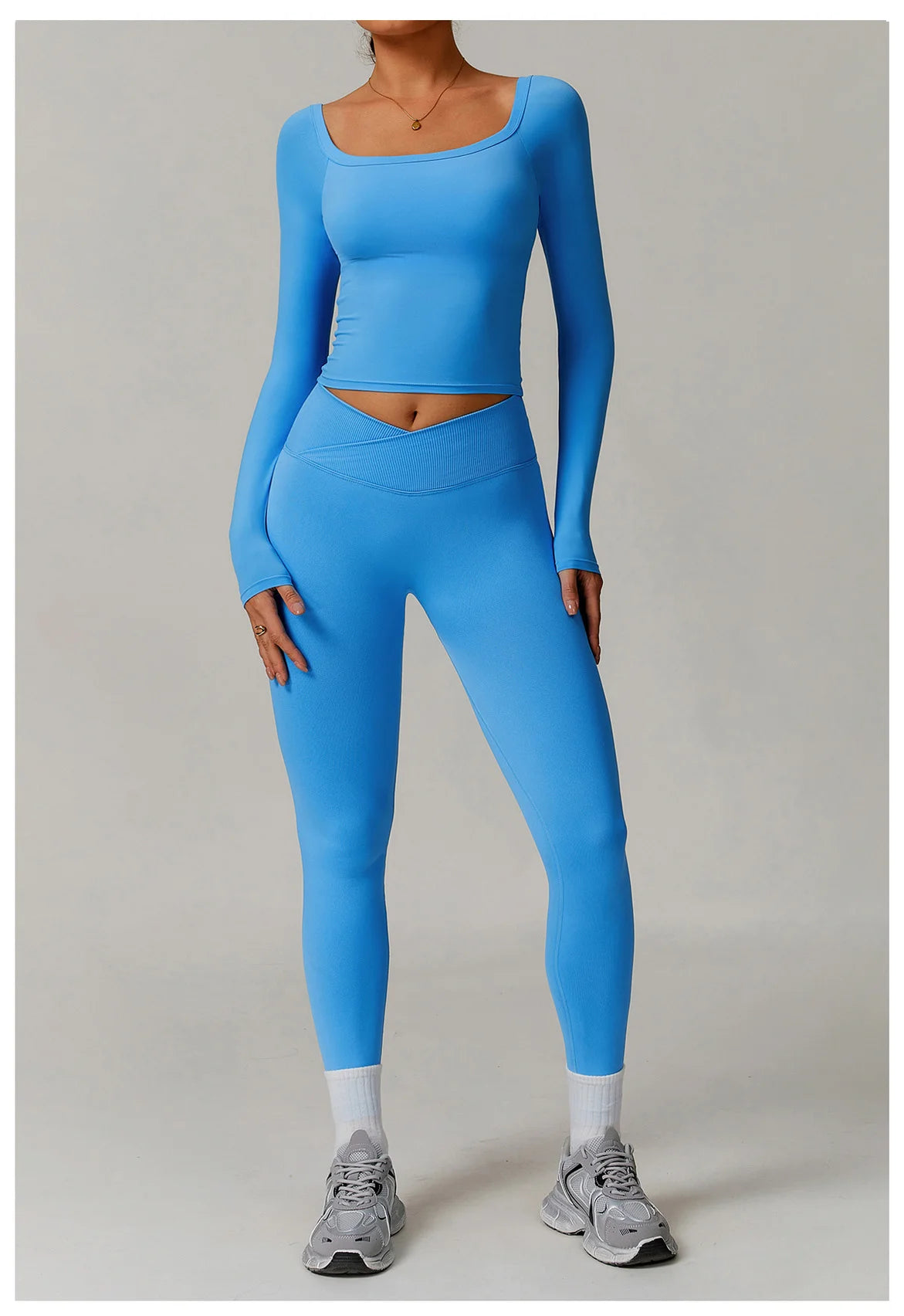 2 Pieces Yoga Suit Sports Set Women Athletic Wear Gym Set Women Tracksuit Running Workout Long Sleeve Sports Shirt Yoga Clothing