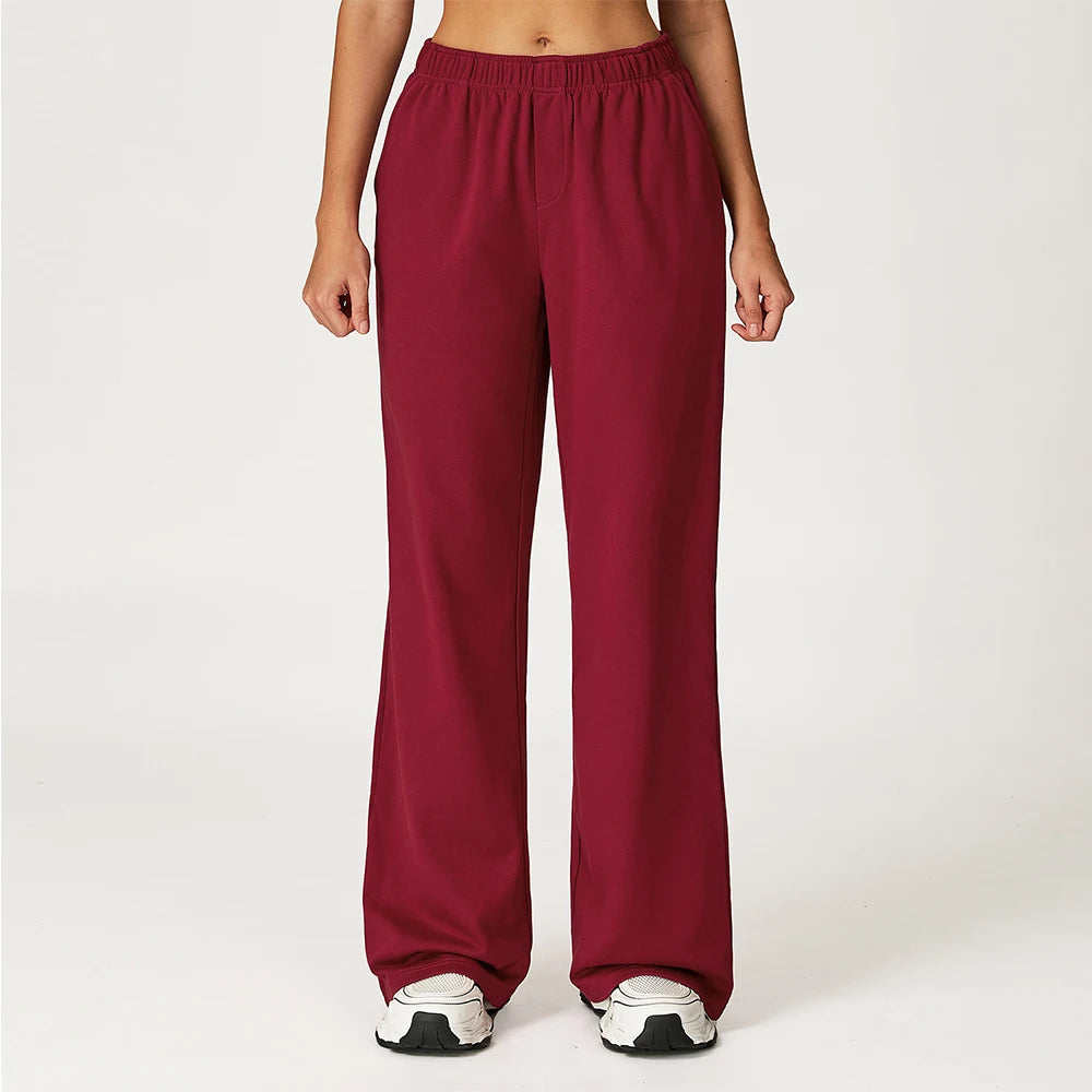 Winter High Waisted Long Sweatpants Women's Yoga Pants Wide Leg Straight Leg Loose Pants Outdoor Running Sports Sweatpants