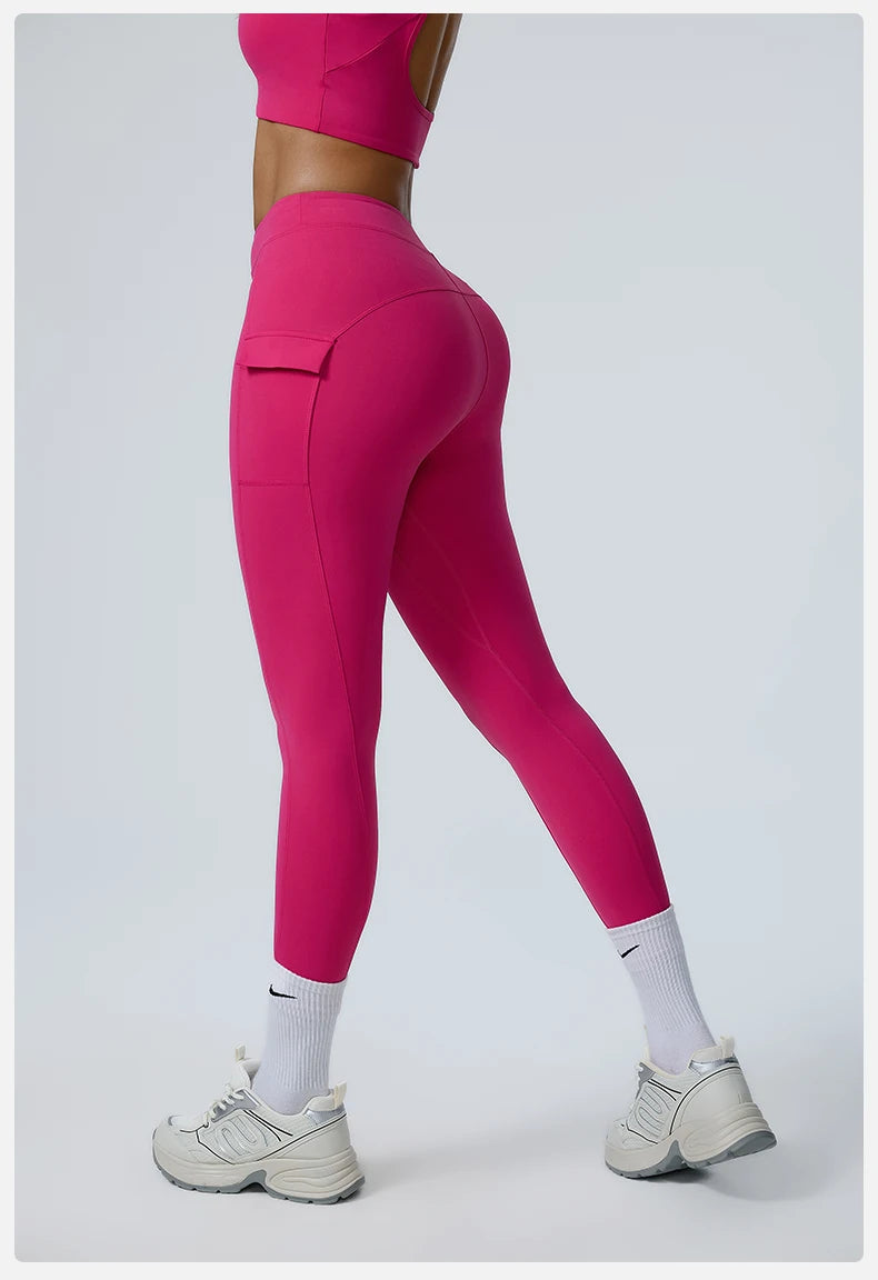 Women Yoga Pants High Waist Leggings Sport Gym Fitness Leggings Women Pocket Female Push Up Legging Tummy Control Running Tights