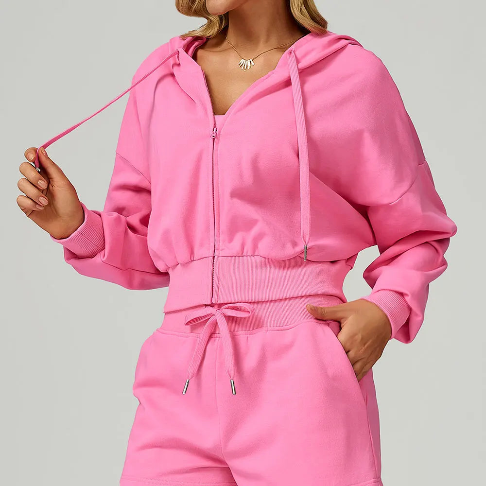 Winter Zipper Sports Hoodie for Women Hooded Long Sleeved Casual Loose and Versatile Hoodie Women Running and Fitness Sportswear