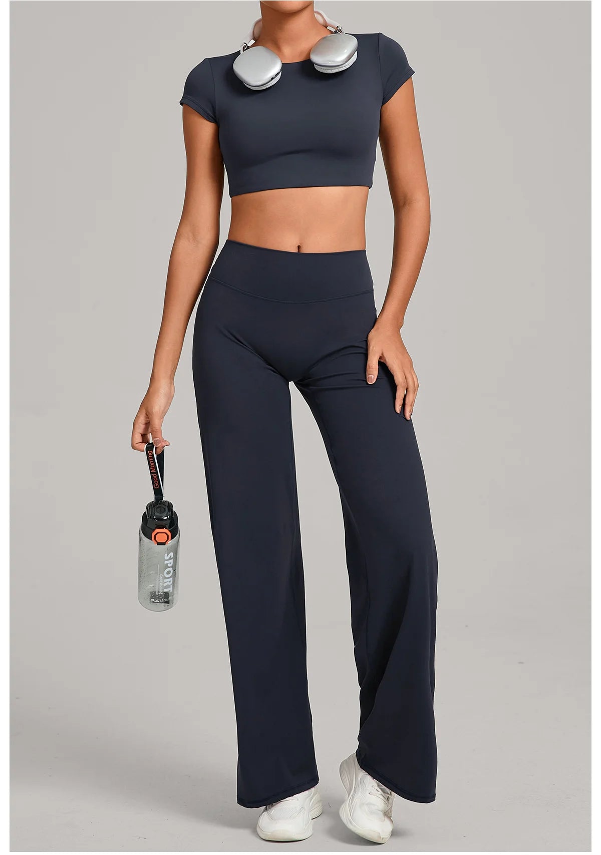 Women Tracksuit Yoga Suit 2PCS Sports Outfits Gym Set Running Workout Clothes Sports Short Sleeves Athletic Wear Yoga Clothing
