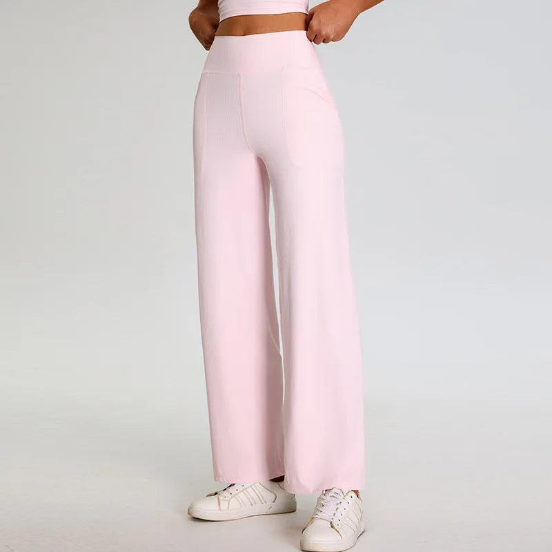 Ribbed Yoga Pants For Women Leggings Gym Workout Leggings High Waist Fitness Leggings Outdoor Running Sports Pants Straight Leg