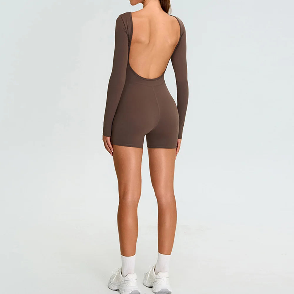 Yoga Suit Yoga Jumpsuit Long Sleeved Backless Rompers Sports Wear Gym Set Fitness Bodysuits Women Dance Running Workout Clothes