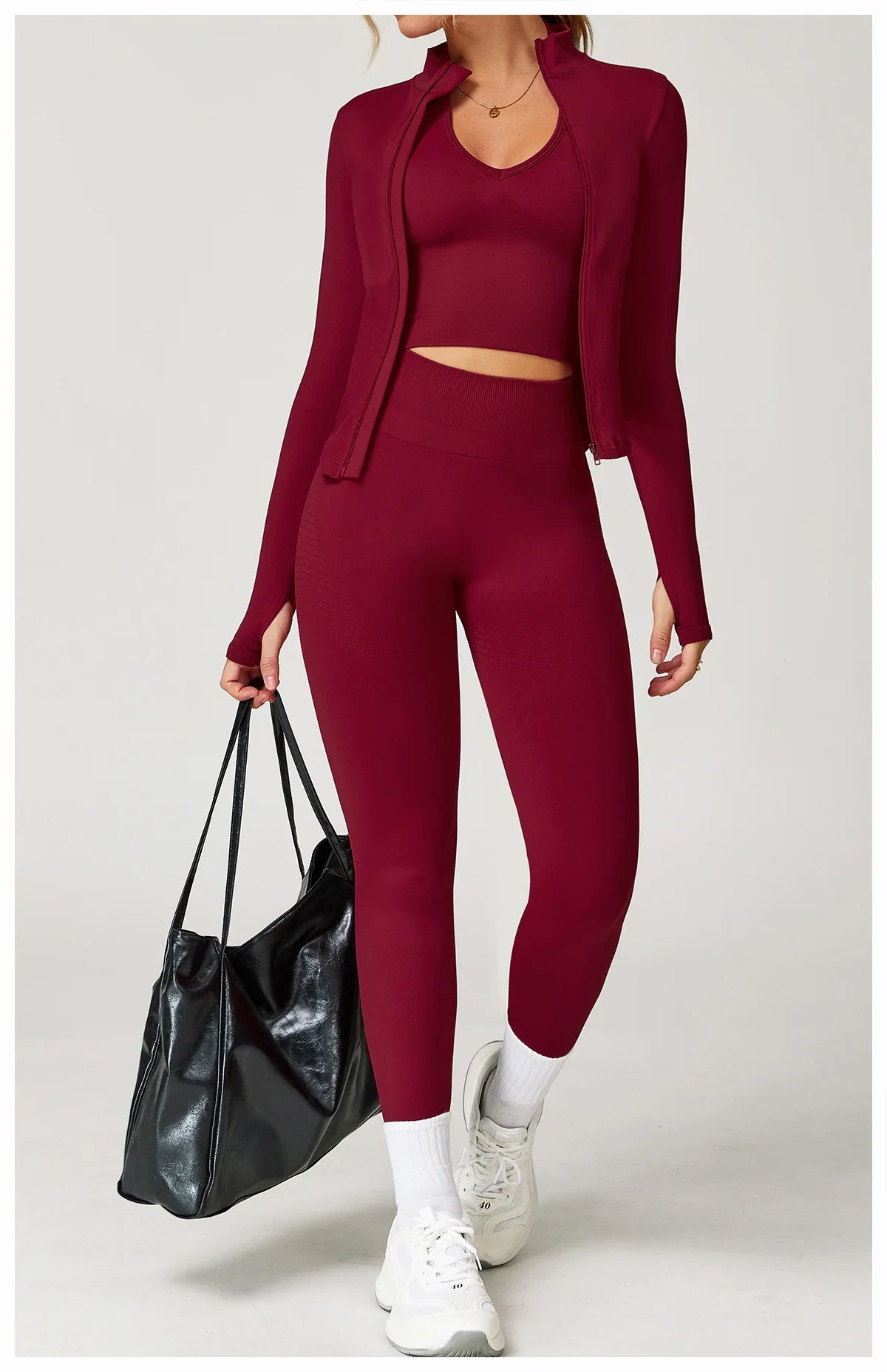 Ribbed Yoga Tops Women's Yoga Long Sleeved Standing Collar Sports Jacket Running Training Fitness Top Gym Workout Running Shirt