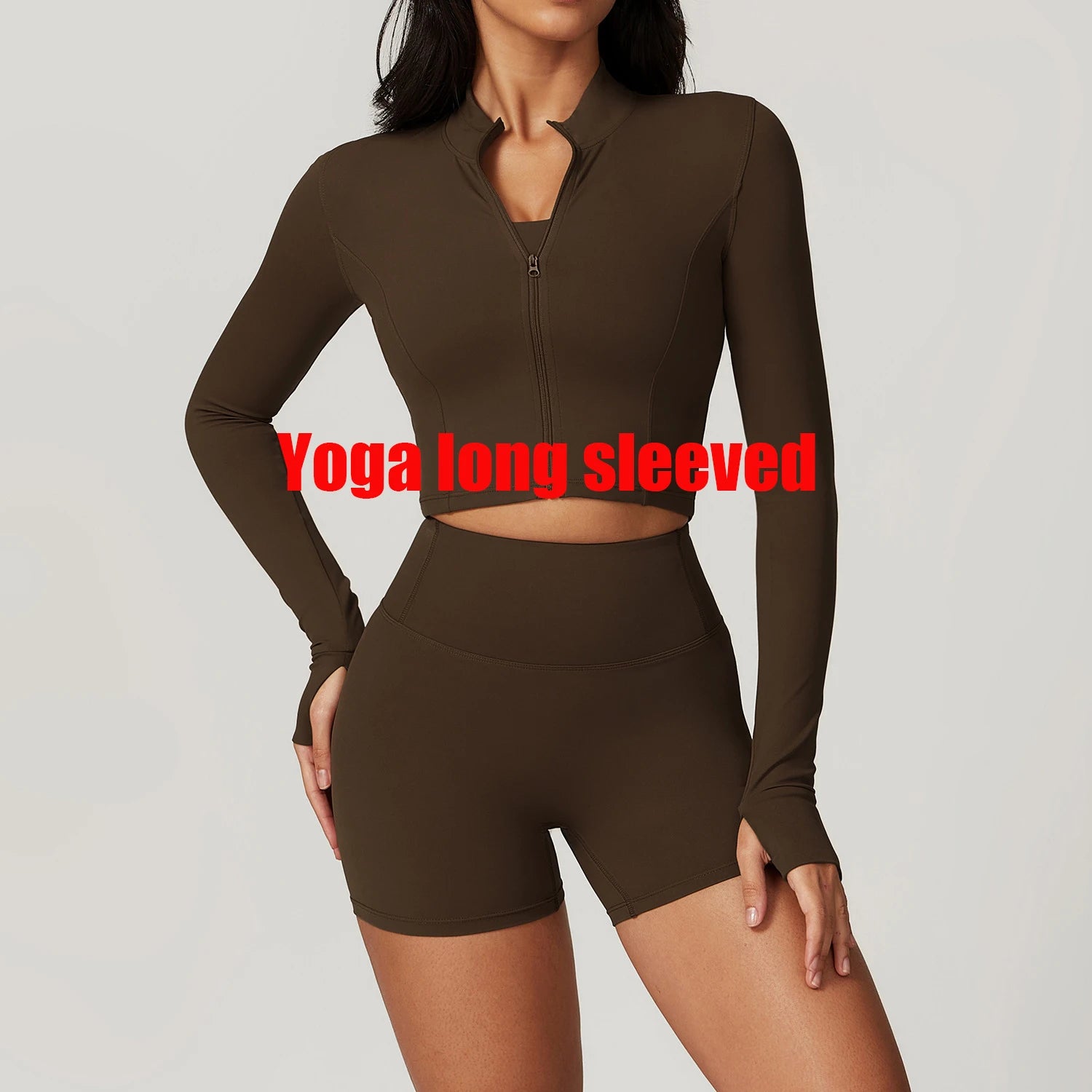 Women Outdoor Sports Long Sleeved Slim Yoga Clothes Quick Dry Zipper Cardigan Stand Up Collar Jacket Running Fitness Jacket Top